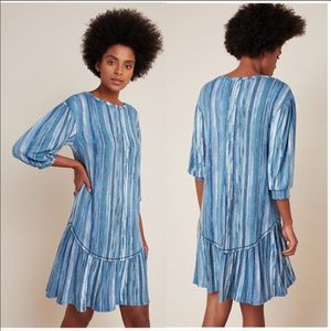 Anthropologie Fatima Flounced Dress Blue SzS